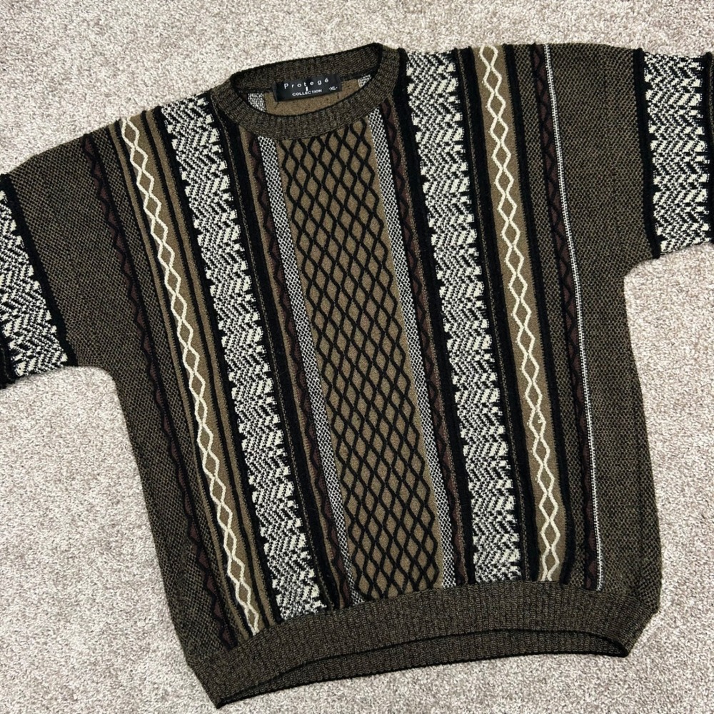 Vintage Protege Crewneck Sweater Men Size XL‎ Made In USA Cosby Textured